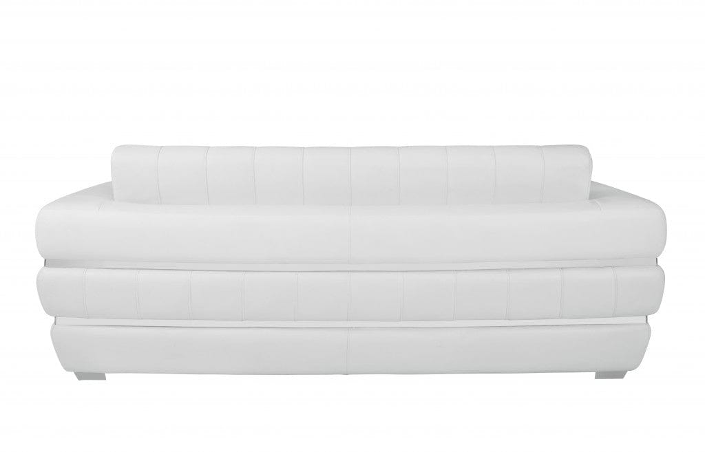 89" White Genuine Leather Standard Sofa