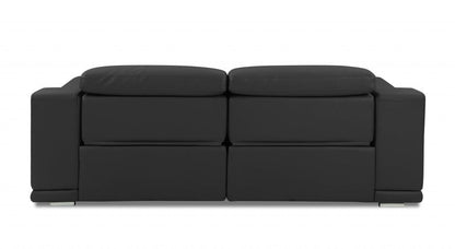 86" Dark Gray Genuine Leather Reclining Sofa