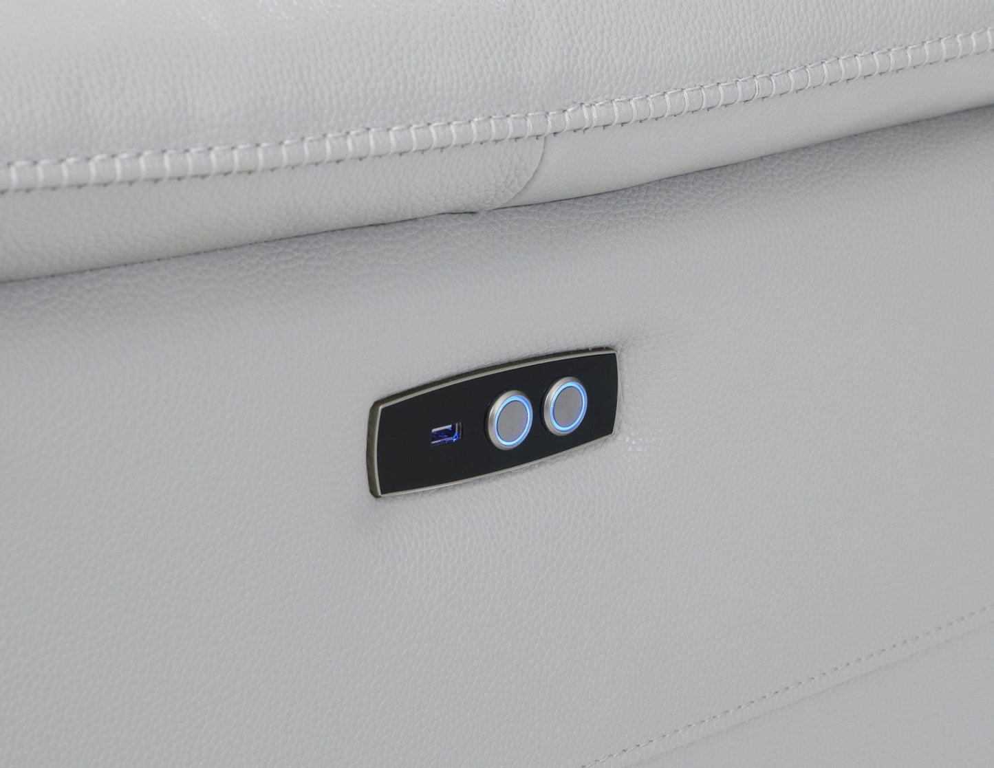 Light Gray Italian Leather Power Recline L Shape Six Piece Corner Sectional With Console