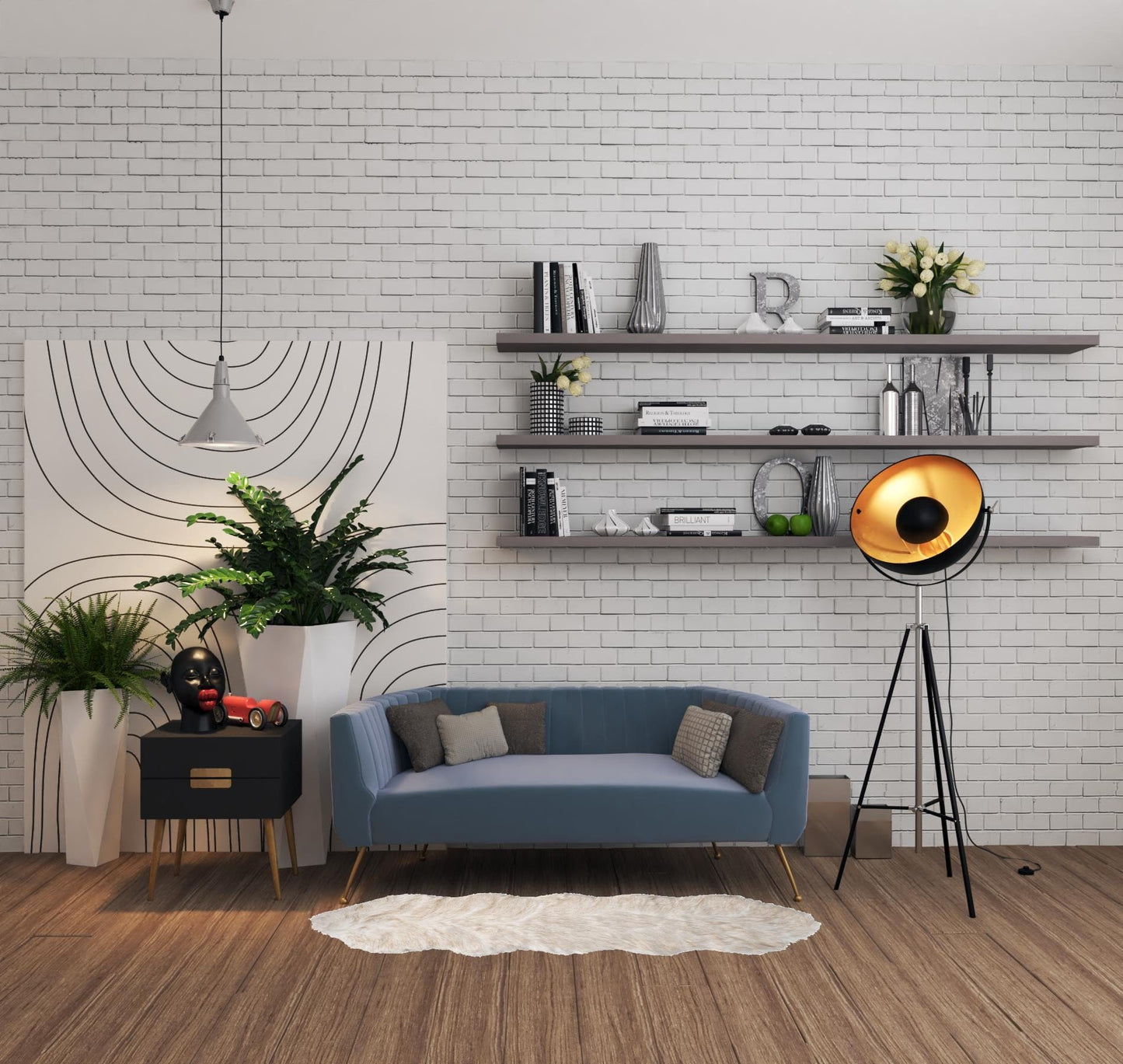 2' X 6' Ombre Tan Faux Fur Washable Non Skid Area Rug