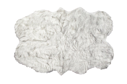 4' X 6' Ombre Grey Faux Fur Washable Non Skid Area Rug