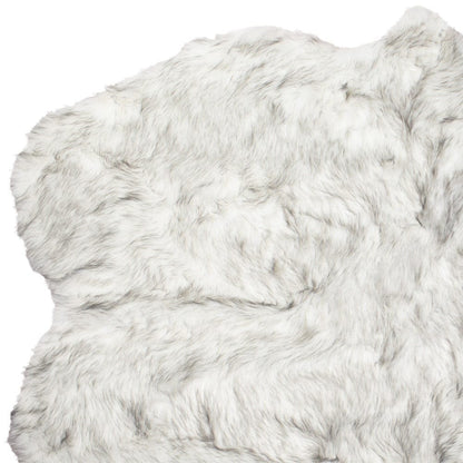 4' X 6' Ombre Grey Faux Fur Washable Non Skid Area Rug