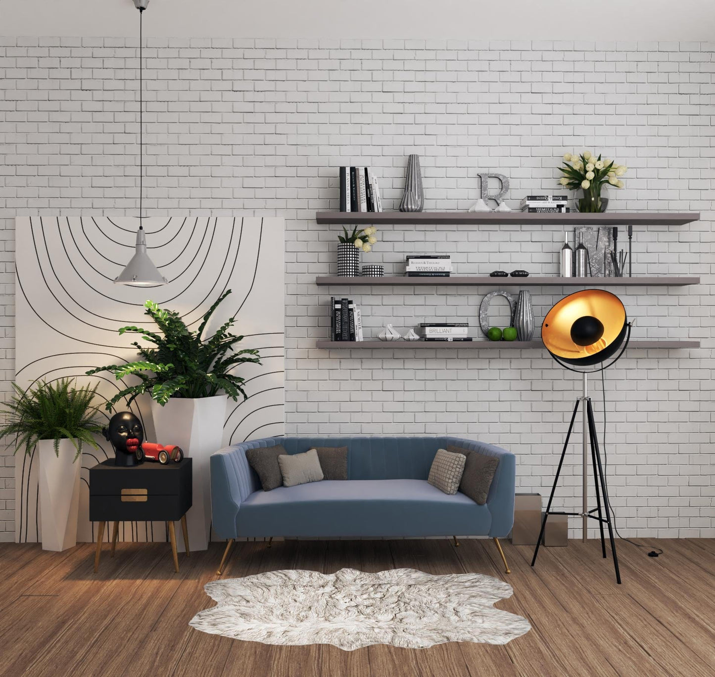 4' X 6'  Ombre Chocolate Faux Fur Washable Non Skid Area Rug