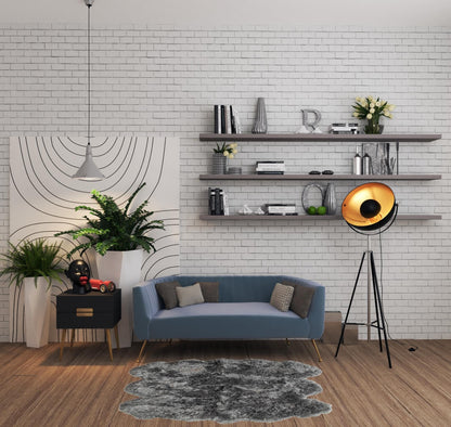 5' X 6' Grey Wool Sheepskin Handmade Area Rug