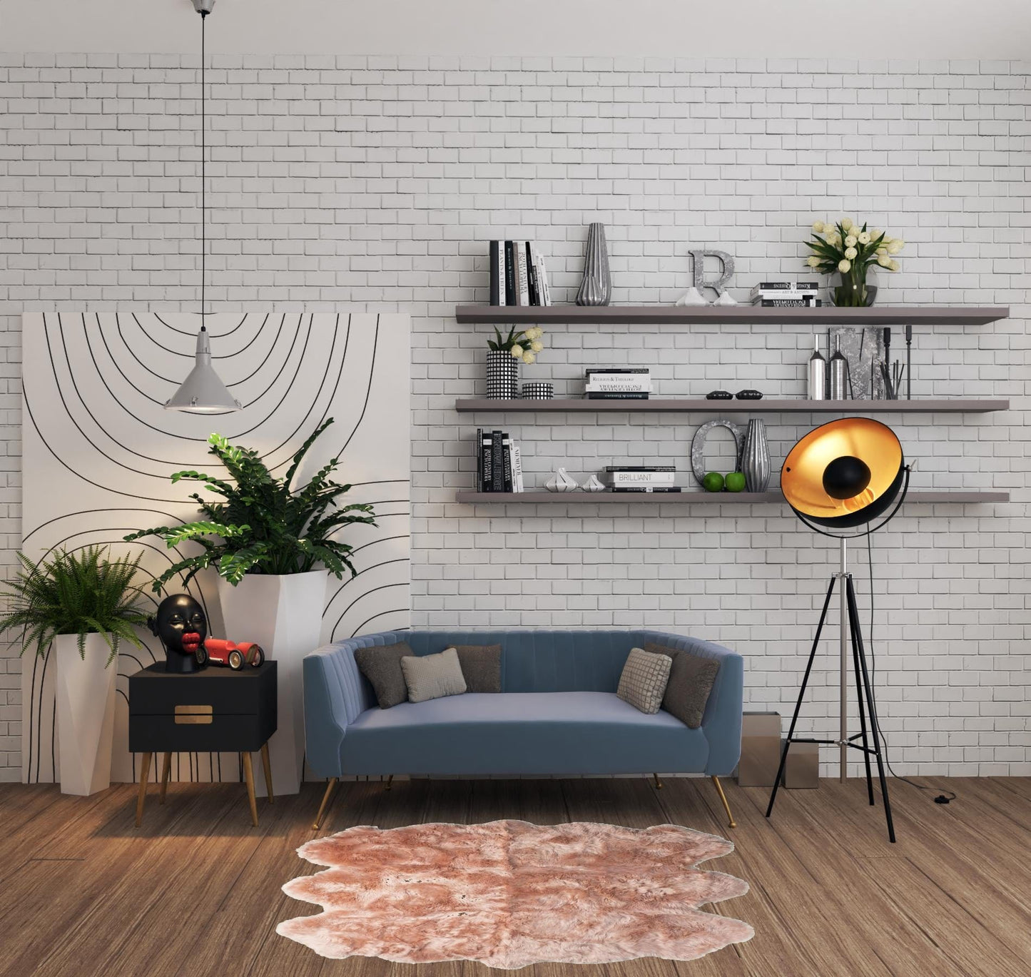 5' X 6' Pink Wool Sheepskin Handmade Area Rug