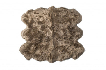 5' X 6' Taupe Wool Sheepskin Handmade Area Rug