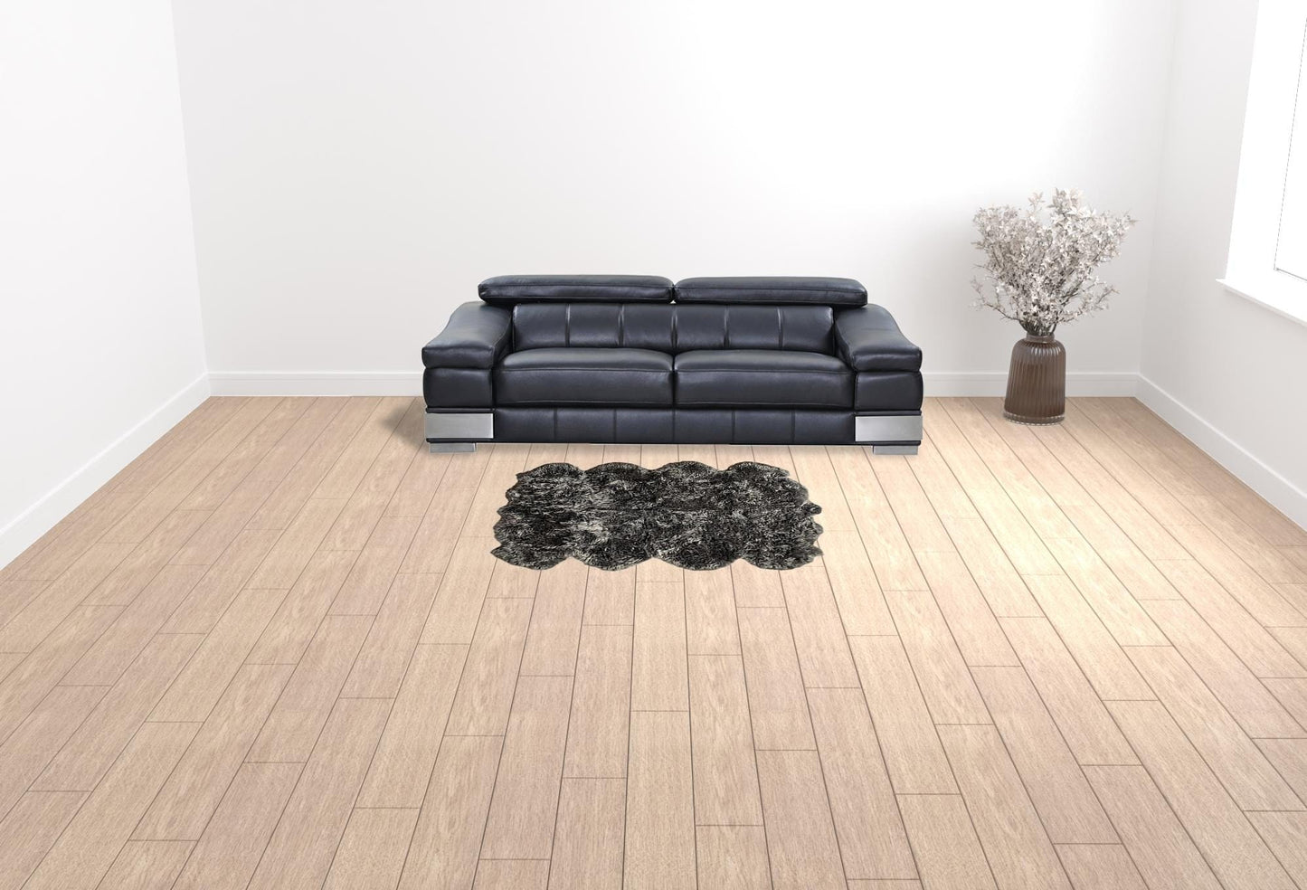 6' X 6' Grey Wool Sheepskin Handmade Area Rug