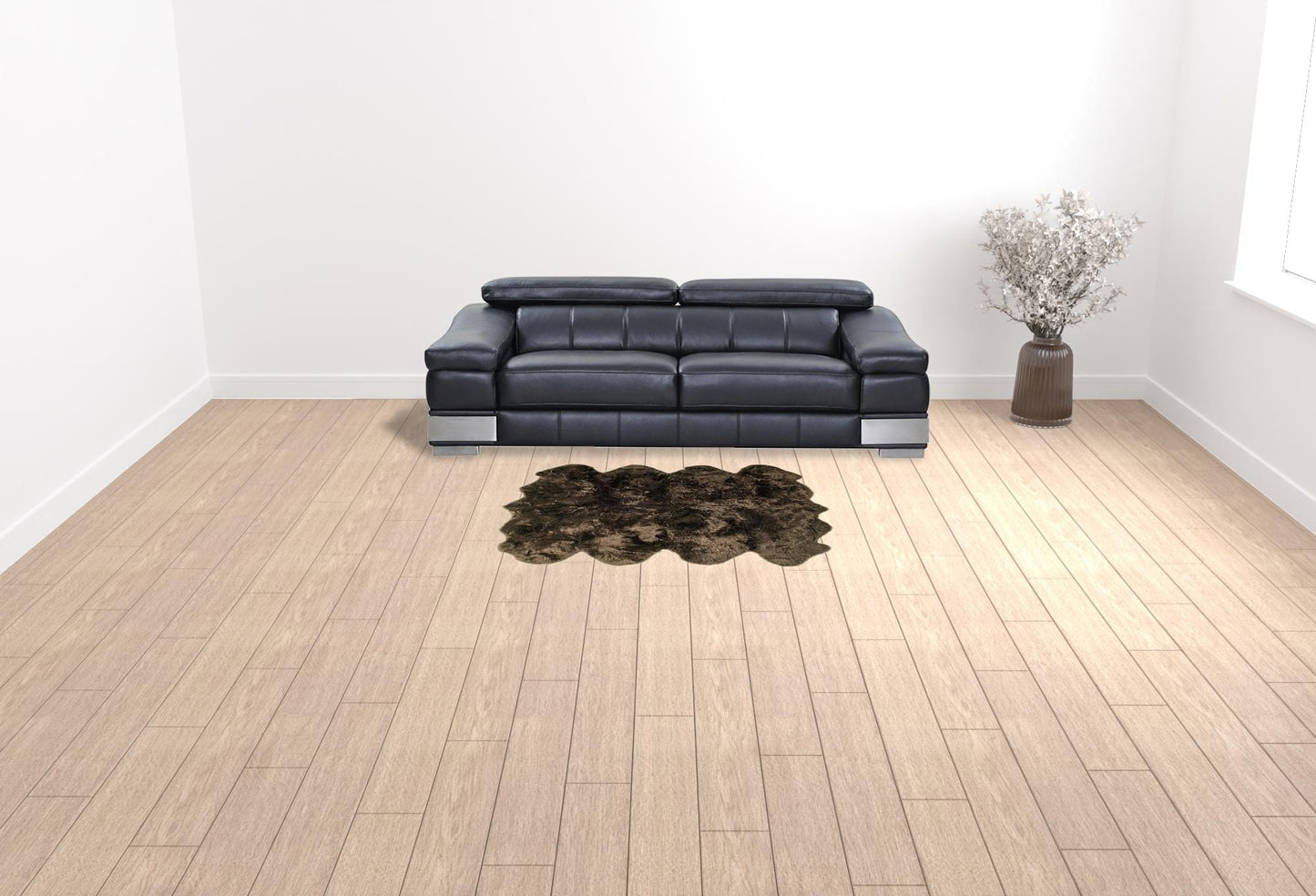 6' X 6' Chocolate Wool Sheepskin Handmade Area Rug