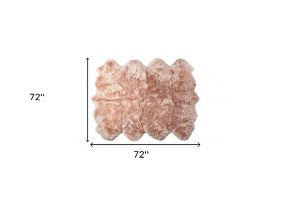 6' X 6' Pink Wool Sheepskin Handmade Area Rug