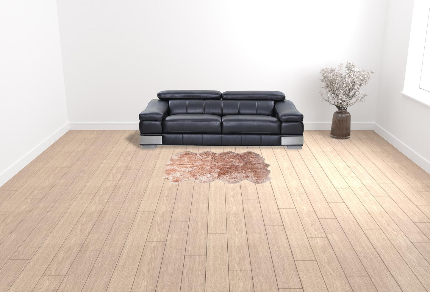 6' X 6' Pink Wool Sheepskin Handmade Area Rug