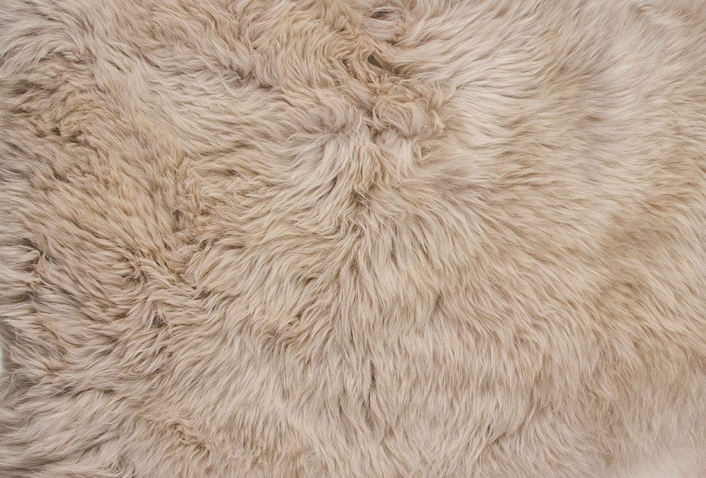 6' X 6' Taupe Wool Sheepskin Handmade Area Rug