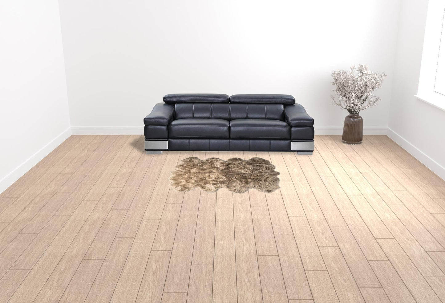 6' X 6' Taupe Wool Sheepskin Handmade Area Rug