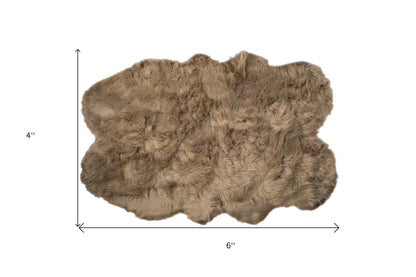 4' X 6' Tan Faux Fur Washable Non Skid Area Rug