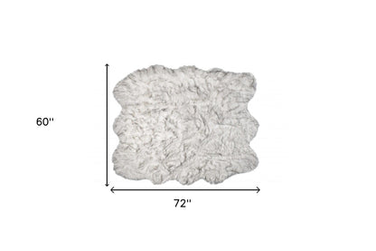 5' X 6' Grey Ombre Faux Sheepskin Non Skid Area Rug