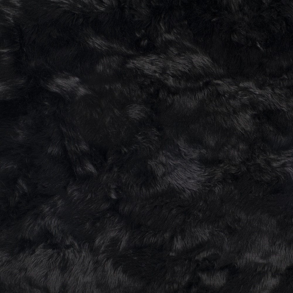 5' X 6' Black Faux Fur Washable Non Skid Area Rug