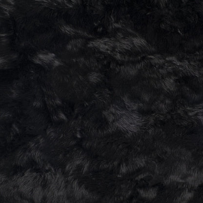 5' X 6' Black Faux Fur Washable Non Skid Area Rug