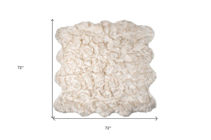 6' X 6' Ombre Tan Faux Fur Washable Non Skid Area Rug