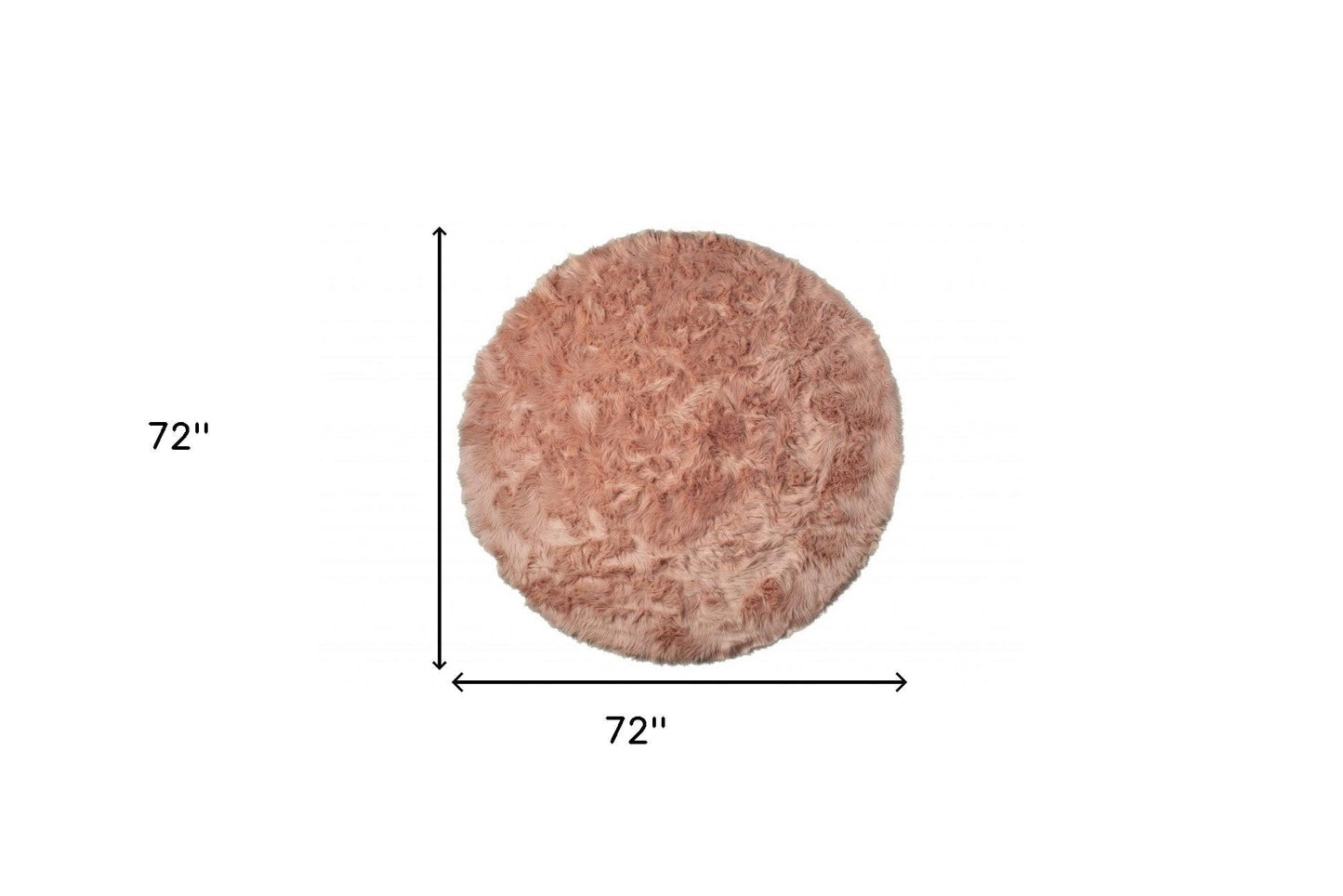 6' X 6' Dusty Rose Round Faux Fur Washable Non Skid Area Rug