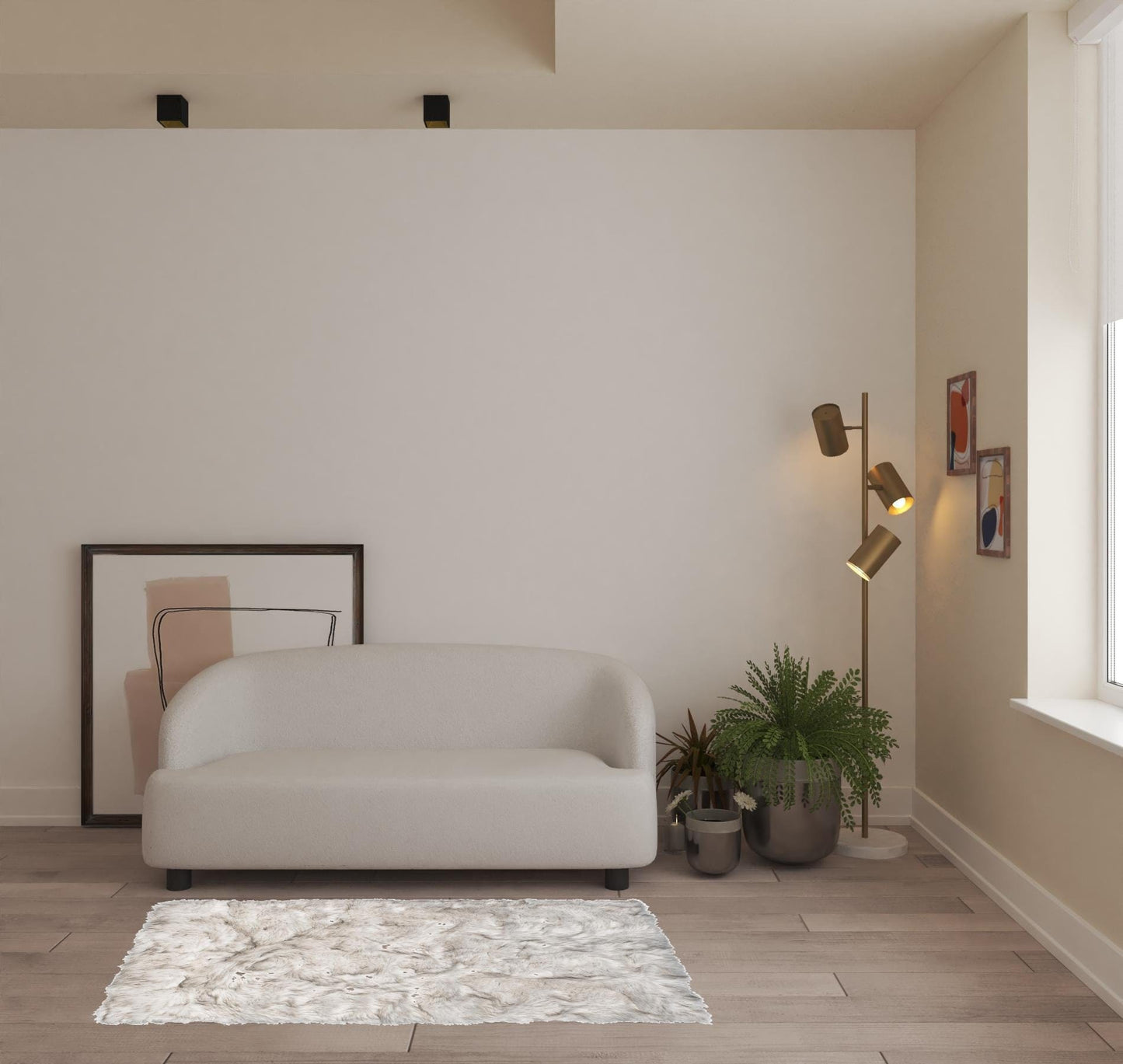 3' X 5' Chocolate Faux Fur Ombre Non Skid Area Rug