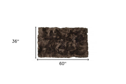3' X 5' Chocolate Faux Fur Non Skid Area Rug