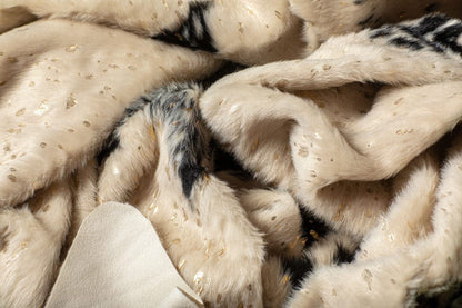 4'x 5' Off White Black And Gold Faux Cowhide Non Skid Area Rug