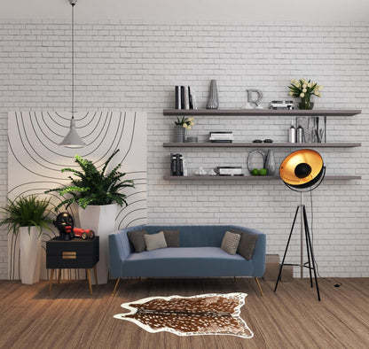 4'x 5' Off White And Brown Faux Cowhide Non Skid Area Rug