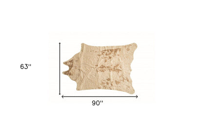 5' X 8' Off White And Silver Faux Cowhide Washable Non Skid Area Rug