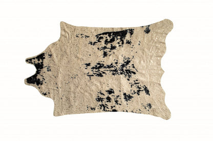 5' X 8' Off White Black and Gold Faux Cowhide Washable Area Rug
