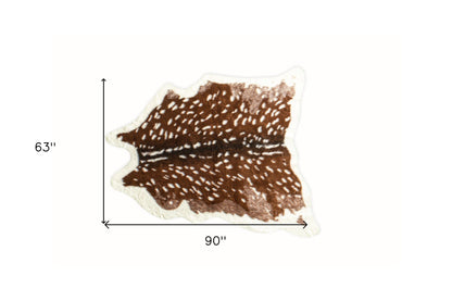 5' X 8' Off White And Brown Faux Cowhide Tufted Washable Non Skid Area Rug