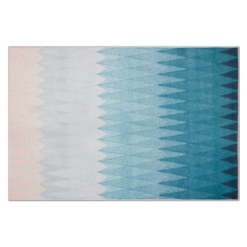 3' X 4' Shades Of Blue Geometric Non Skid Area Rug