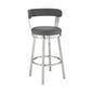 30" Chic Grey Faux Leather with Stainless Steel Finish Swivel Bar Stool