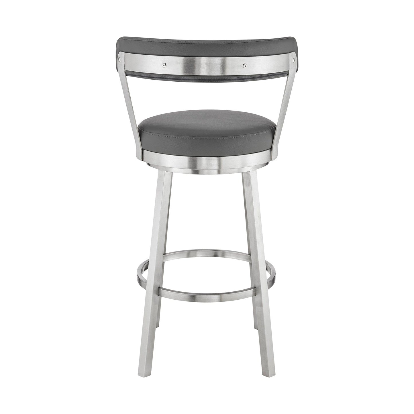 30" Chic Grey Faux Leather with Stainless Steel Finish Swivel Bar Stool