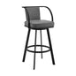40" Gray Faux Leather And Iron Swivel Bar Height Chair