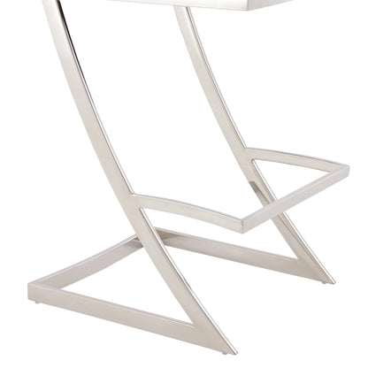 43" Vintage Gray Faux Leather And Iron Bar Height Chair