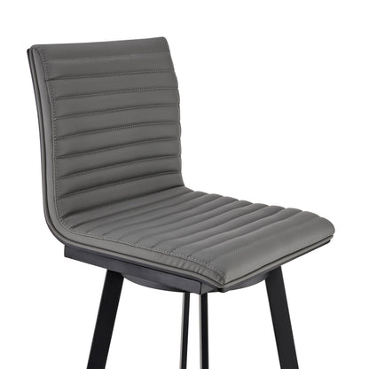 42" Gray Faux Leather And Iron Swivel Bar Height Chair