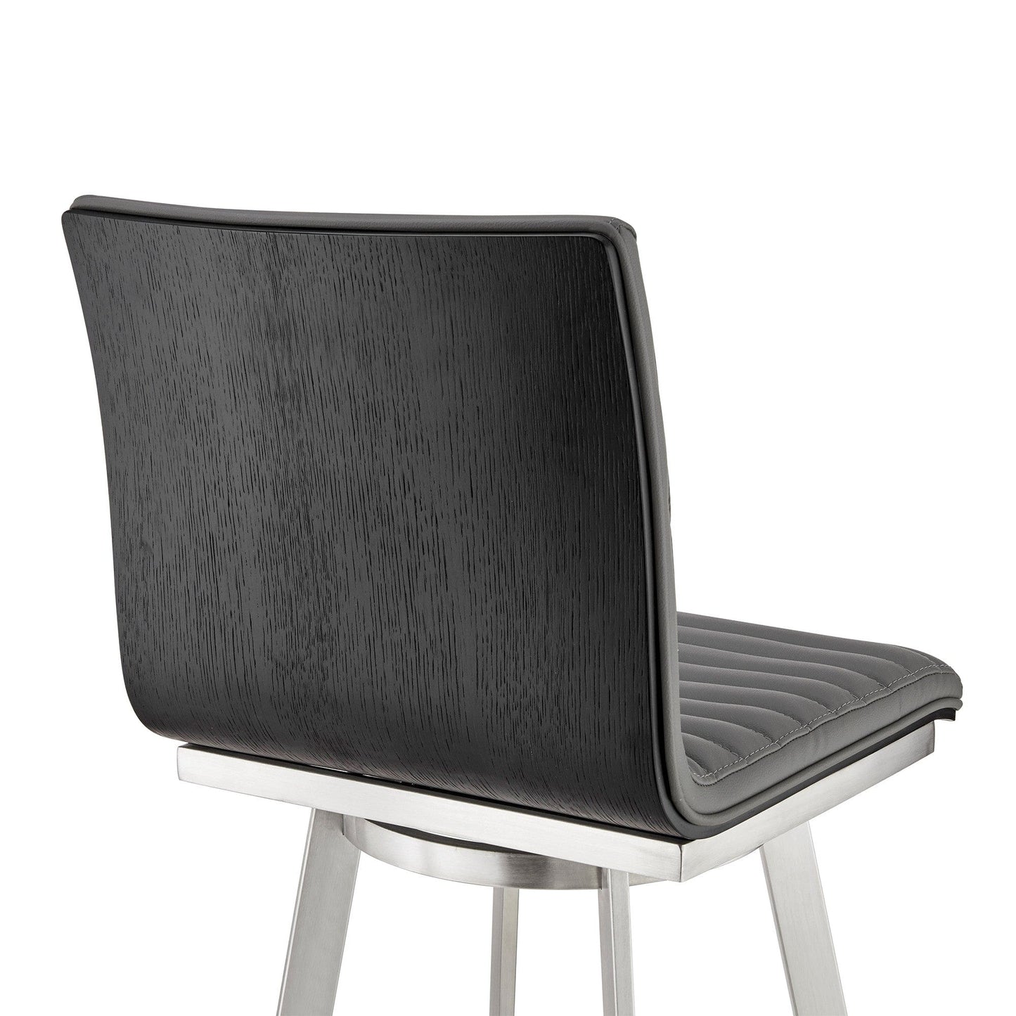 42" Gray Faux Leather And Iron Swivel Bar Height Chair