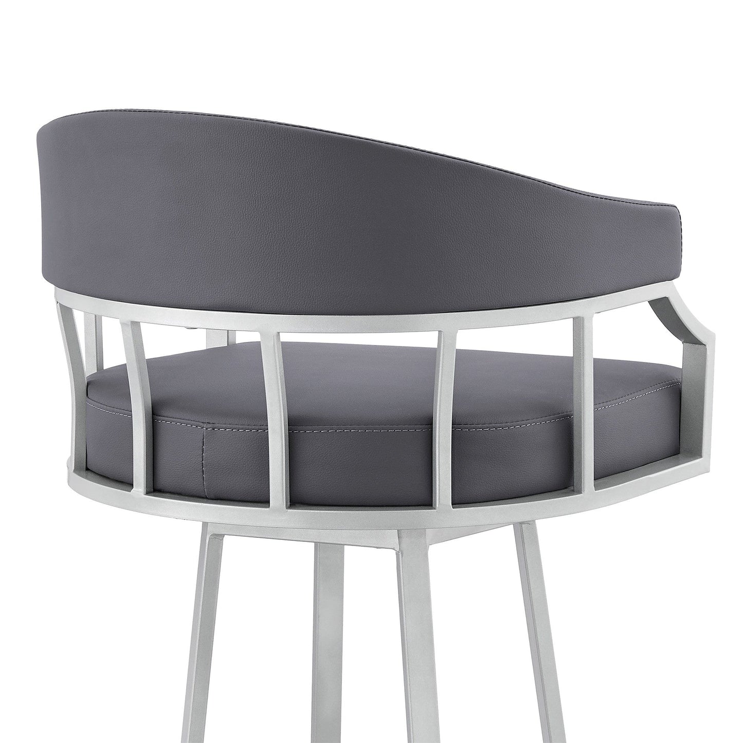 36" Slate Grey Faux Leather And Iron Swivel Low Back Counter Height Bar Chair