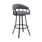 36" Slate Grey Faux Leather And Iron Swivel Low Back Counter Height Bar Chair