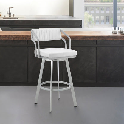 26" Timeless White Faux  Leather Bar Stool