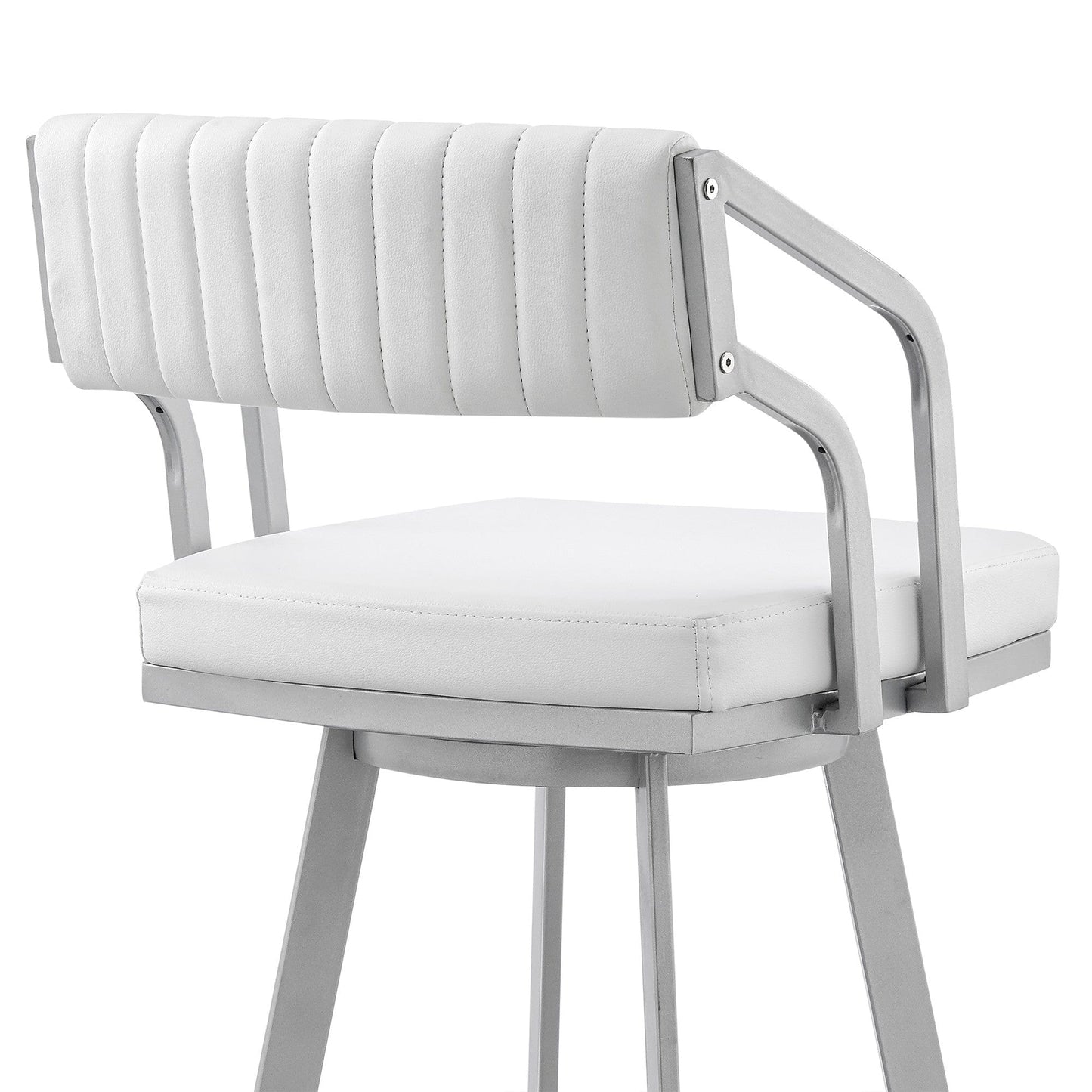 26" Timeless White Faux  Leather Bar Stool