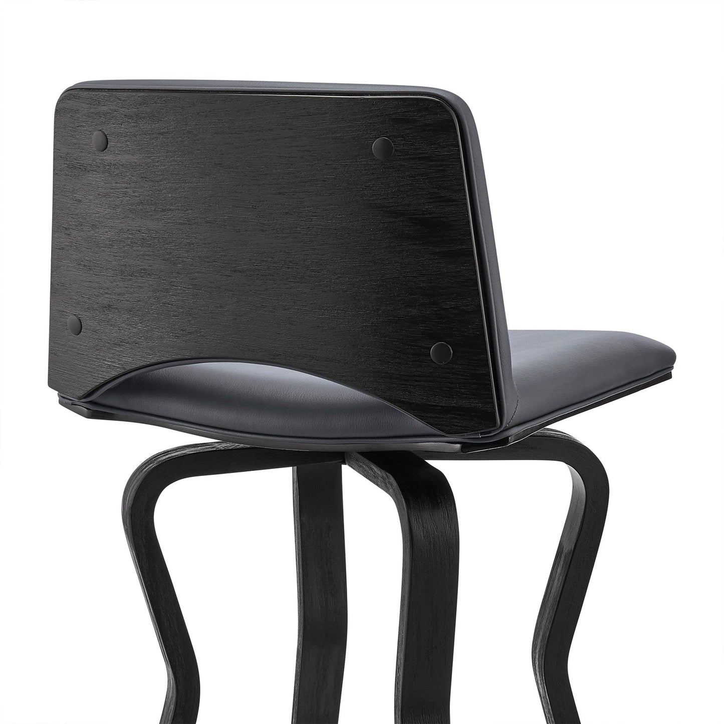 40" Dark Gray Faux Leather And Iron Swivel Low Back Bar Height Chair