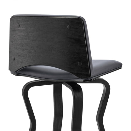 40" Dark Gray Faux Leather And Iron Swivel Low Back Bar Height Chair
