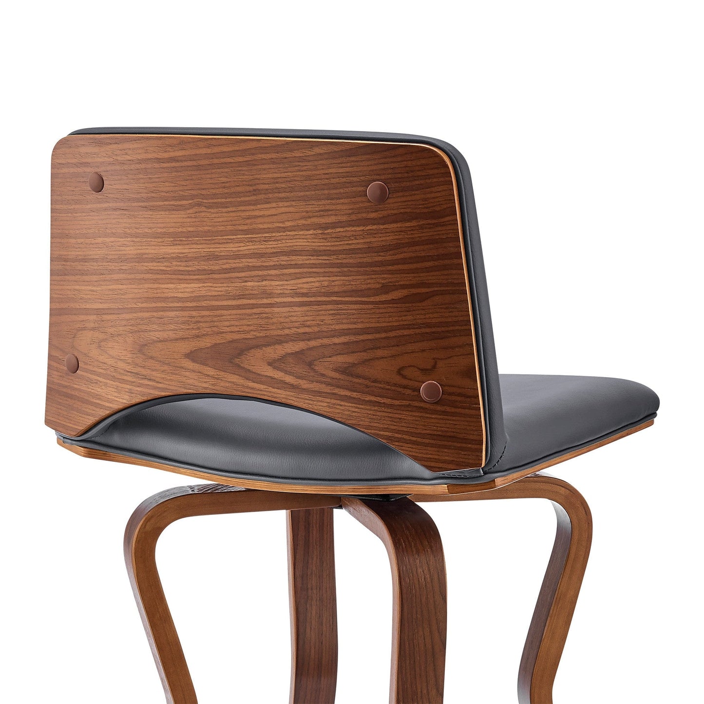 40" Gray Faux Leather And Manufactured Wood Swivel Low Back Bar Height Chair