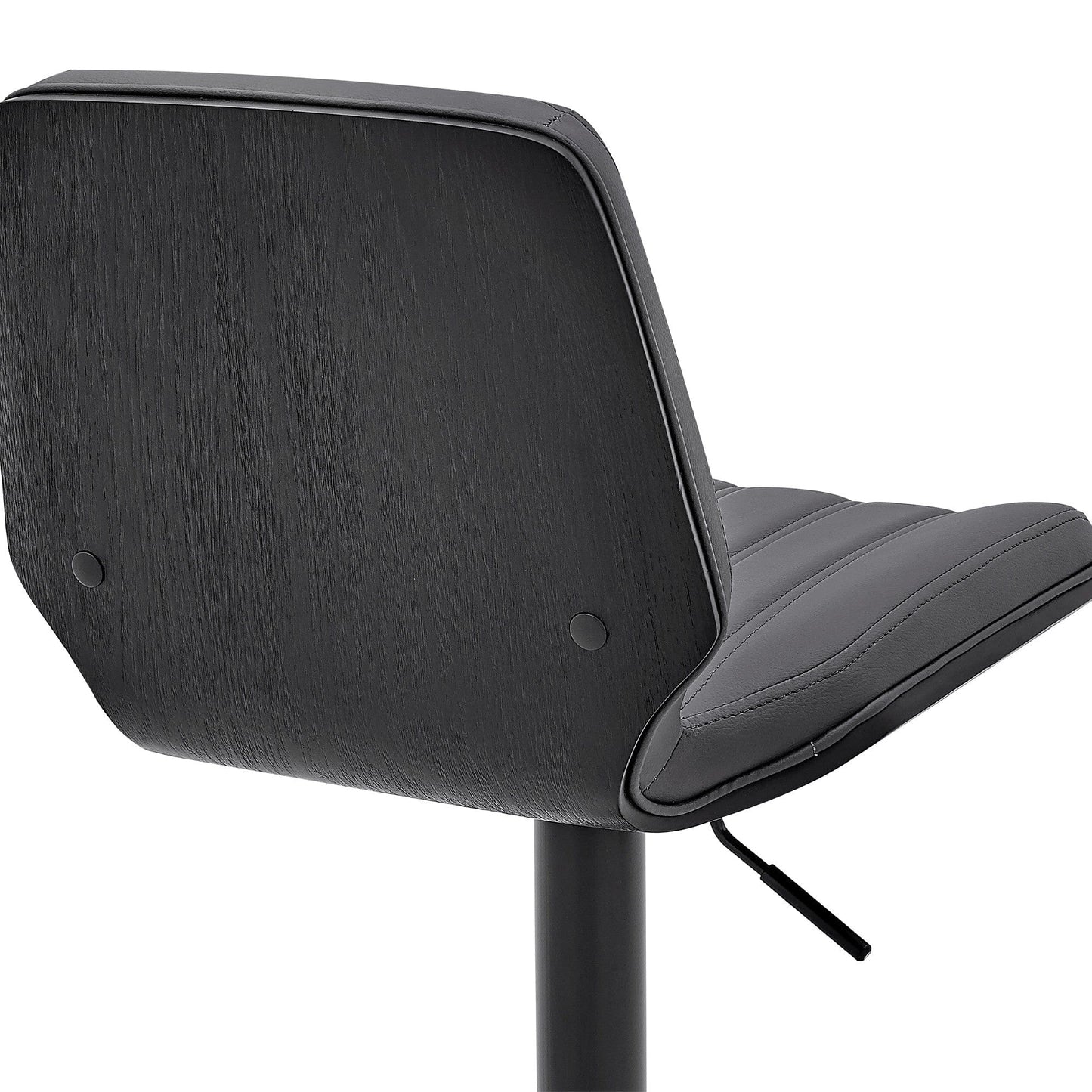 44" Gray Faux Leather And Iron Swivel Adjustable Height Bar Chair