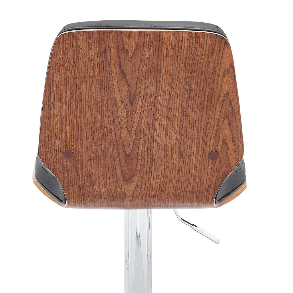 44" Gray Faux Leather And Manufactured Wood Swivel Adjustable Height Bar Chair