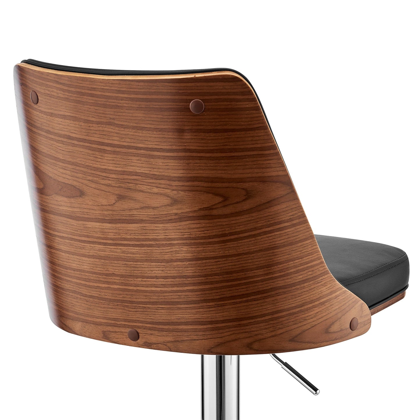 44" Black Faux Leather And Iron Swivel Adjustable Height Bar Chair