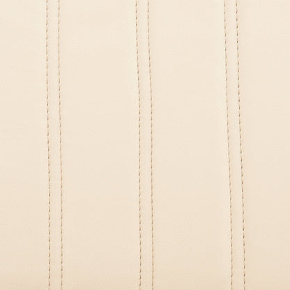 42" Cream Faux Leather And Wood Swivel Bar Height Chair