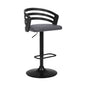 Gray Faux Leather Black Wood and Steel Adjustable Swivel Bar Stool