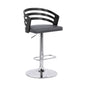 Gray Faux Leather Black Wood and Chrome Adjustable Swivel Bar Stool