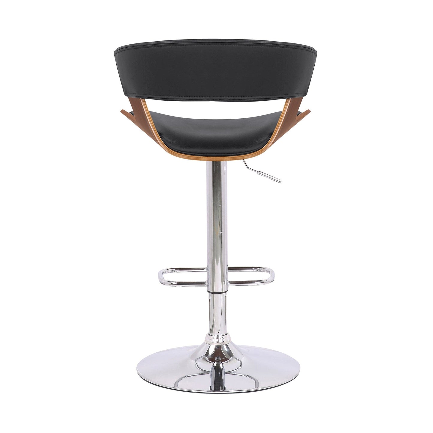 Black Faux Leather Adjustable Swivel Wooden Bar Stool
